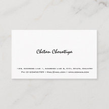 Tarjeta de visita blanca simple profesional