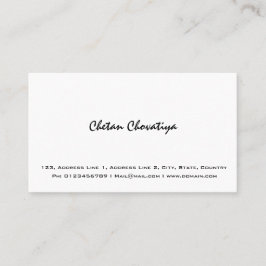 Tarjeta de visita blanca simple profesional