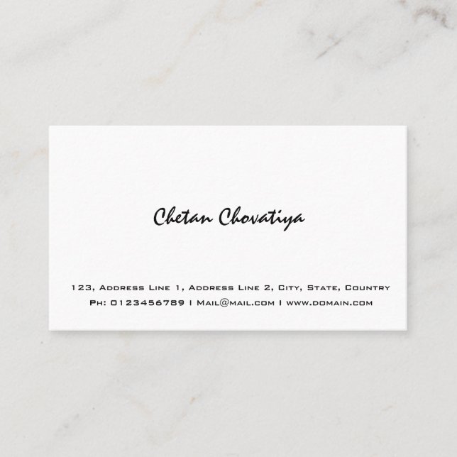 Tarjeta de visita blanca simple profesional (Anverso)
