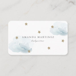 Tarjeta de visita blanca simple Stars & Clouds