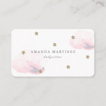 Tarjeta de visita blanca Stars & Pink Clouds
