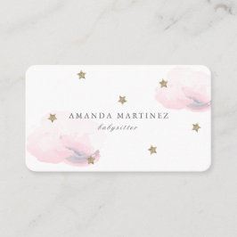 Tarjeta de visita blanca Stars & Pink Clouds