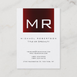 Tarjeta de visita blanca trendy monograma rojo a r