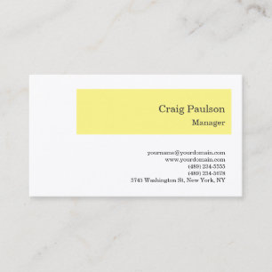 Tarjeta De Visita Blanco amarillo amarillo Minimalista de seda premi