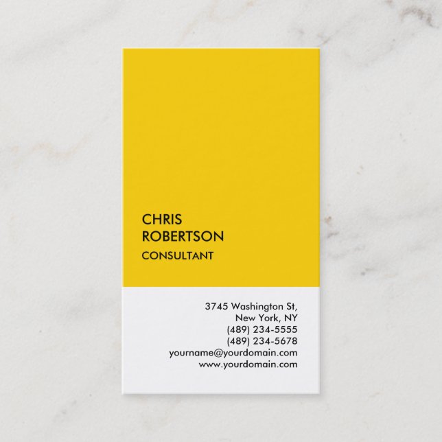 Tarjeta De Visita Blanco amarillo especial exclusivo (Anverso)