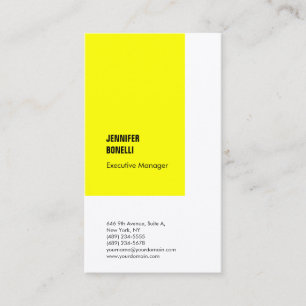 Tarjeta De Visita Blanco amarillo moderno minimalista llano