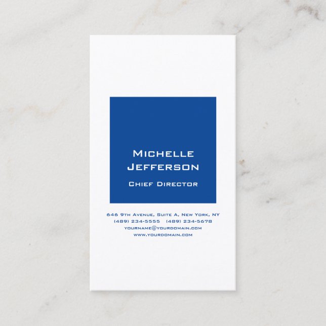 Tarjeta De Visita Blanco azul moderno profesional (Anverso)