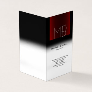 Tarjeta De Visita Blanco blanco negro moderno monogramado