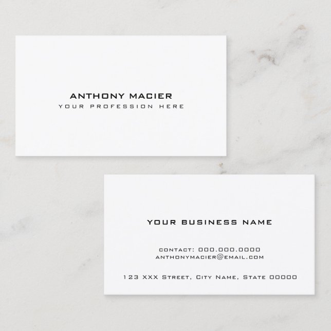 Tarjeta De Visita blanco claro simple (Anverso / Reverso)