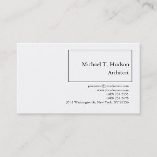 Tarjeta De Visita Blanco clásico de simple arquitecto sencillo minim