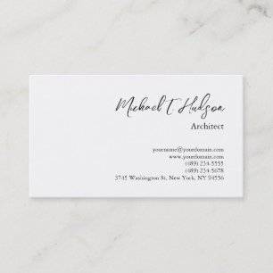 Tarjeta De Visita Blanco clásico de simple arquitecto sencillo minim