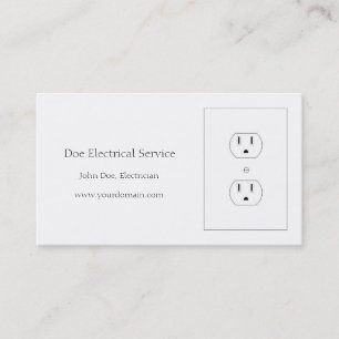 Tarjeta De Visita Blanco clásico del electricista/del contratista