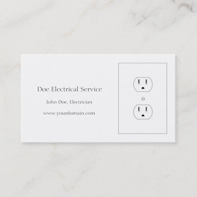 Tarjeta De Visita Blanco clásico del electricista/del contratista (Anverso)