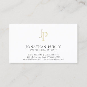 Tarjeta De Visita Blanco con clase moderno del monograma profesional