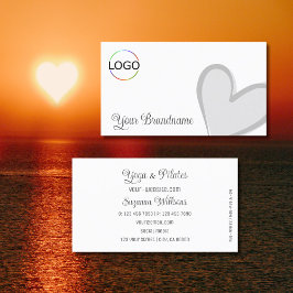 Tarjeta De Visita Blanco con un espléndido corazón gris y con un toq