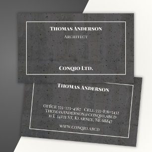 Tarjeta De Visita Blanco concreto moderno y gris oscuro