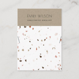 TARJETA DE VISITA BLANCO DE KRAFT TERRAZZO TEXTURA NECKLACE PANTALLA