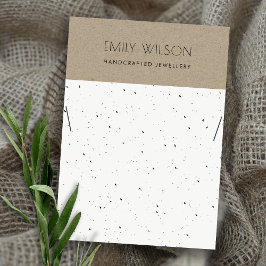 TARJETA DE VISITA BLANCO DE KRAFT TERRAZZO TEXTURA NECKLACE PANTALLA