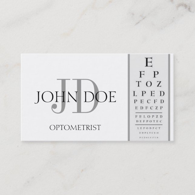 Tarjeta De Visita Blanco de la carta del optometrista (Anverso)
