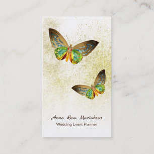 Tarjeta De Visita *~* Blanco de mariposa dorada dorada dorada