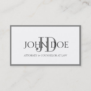Tarjeta De Visita Blanco del abogado/monograma/frontera del grafito