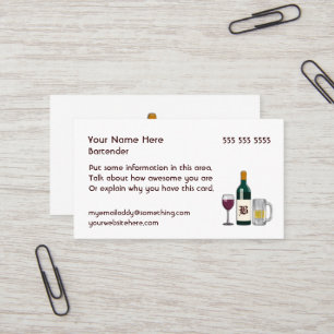 Tarjeta De Visita Blanco del barman