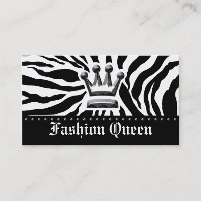 Tarjeta De Visita BLANCO del ESTAMPADO DE ZEBRA de 311-CROWN el | (Anverso)