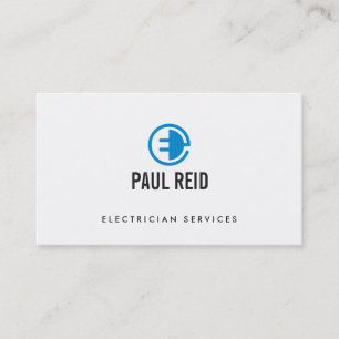 Tarjeta De Visita Blanco del logotipo eléctrico