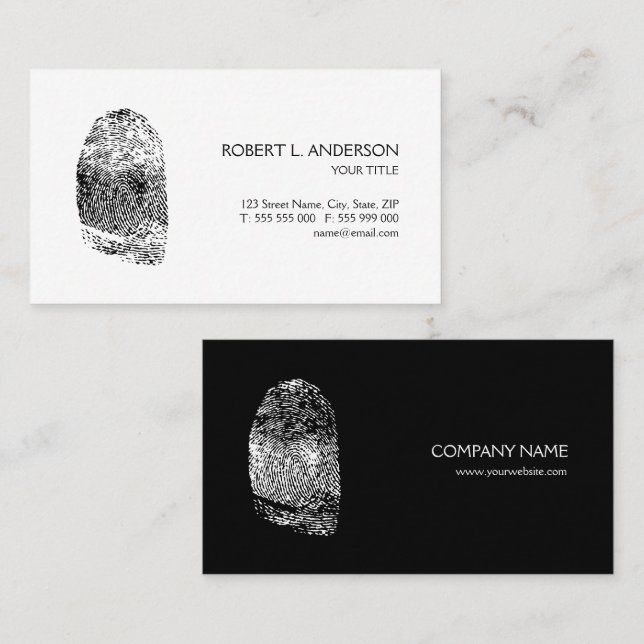 Tarjeta De Visita Blanco del negro del investigador privado de la (Anverso / Reverso)