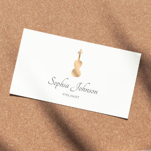 Tarjeta De Visita Blanco elegante de oro violinista profesional