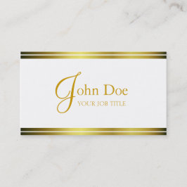 Tarjeta De Visita Blanco elegante de YourJobTitle/rayas del oro