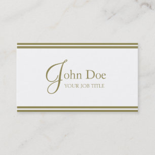 Tarjeta De Visita Blanco elegante de YourJobTitle/rayas del oro