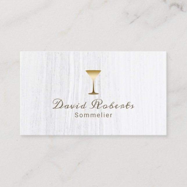 Tarjeta De Visita Blanco elegante del Sommelier del camarero del (Anverso)