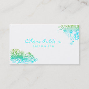 Tarjeta De Visita Blanco elegante del verde azul del balneario