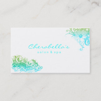 Tarjeta De Visita Blanco elegante del verde azul del balneario