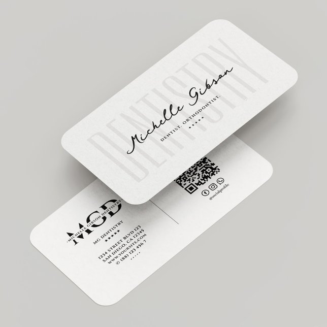 Tarjeta De Visita Blanco elegante estético estético dentítico estéti (Cosmetic Dentist Dental Aesthetic Elegant White Business Card
)