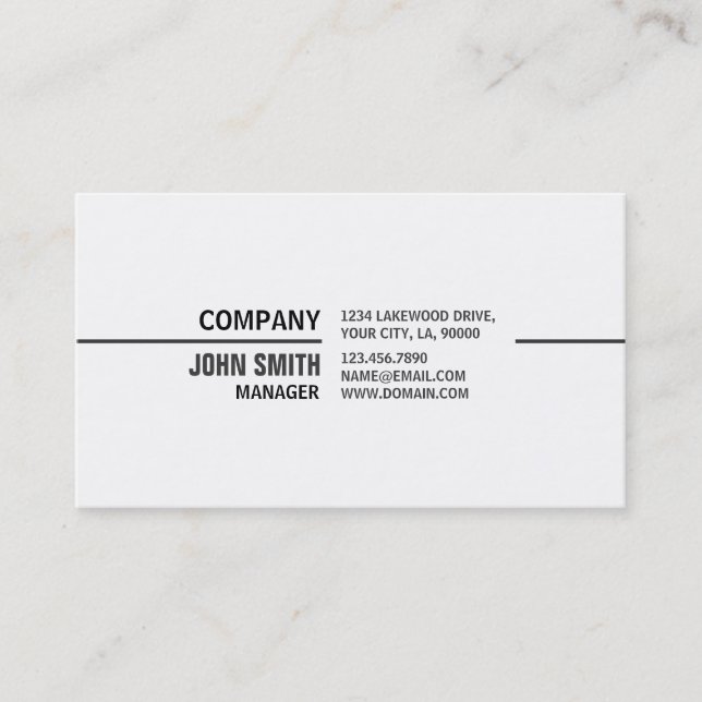 Tarjeta De Visita Blanco elegante llano profesional de las (Anverso)