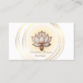 Tarjeta De Visita Blanco elegante moderno, Círculos dorados Lotus ma