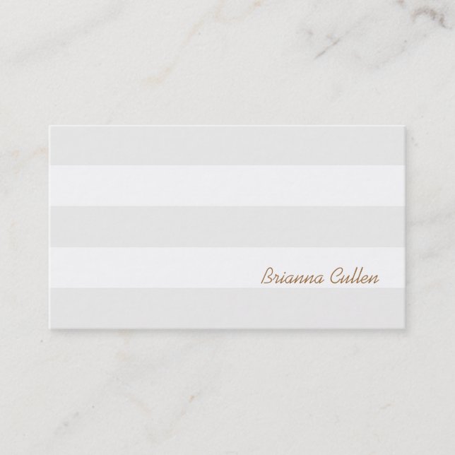 Tarjeta De Visita Blanco elegante neutro simple a rayas elegante (Anverso)