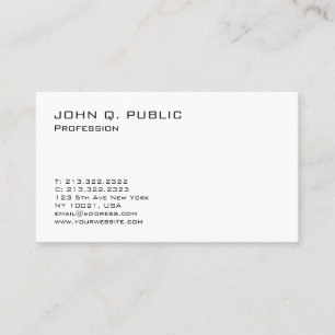 Tarjeta De Visita Blanco elegante profesional minimalista moderno