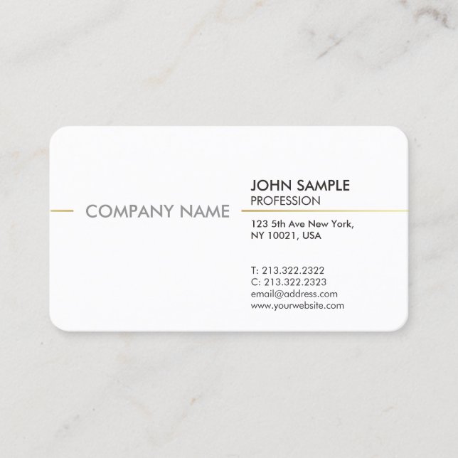 Tarjeta De Visita Blanco elegante profesional minimalista moderno (Anverso)
