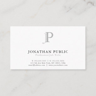 Tarjeta De Visita Blanco elegante profesional moderno del monograma