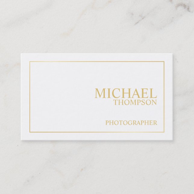 Tarjeta De Visita Blanco elegante profesional y oro (Anverso)
