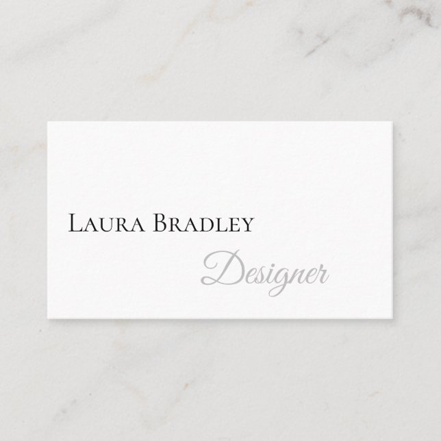 Tarjeta De Visita Blanco Elegante Simple Con Guión Negro (Anverso)