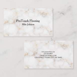 Tarjeta De Visita Blanco Elegante y Mármol Dorado Profesional