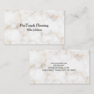 Tarjeta De Visita Blanco Elegante y Mármol Dorado Profesional