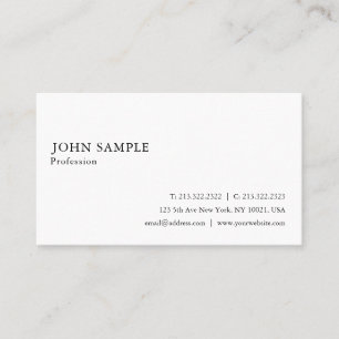 Tarjeta De Visita Blanco elegante y sencillo profesional