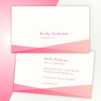 Tarjeta De Visita Blanco geométrico rosa elegante femenino