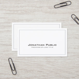 Tarjeta De Visita Blanco Gris Moderno Elegante Llanura Profesional