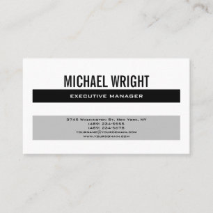 Tarjeta De Visita Blanco gris negro moderno llano simple Minimalista